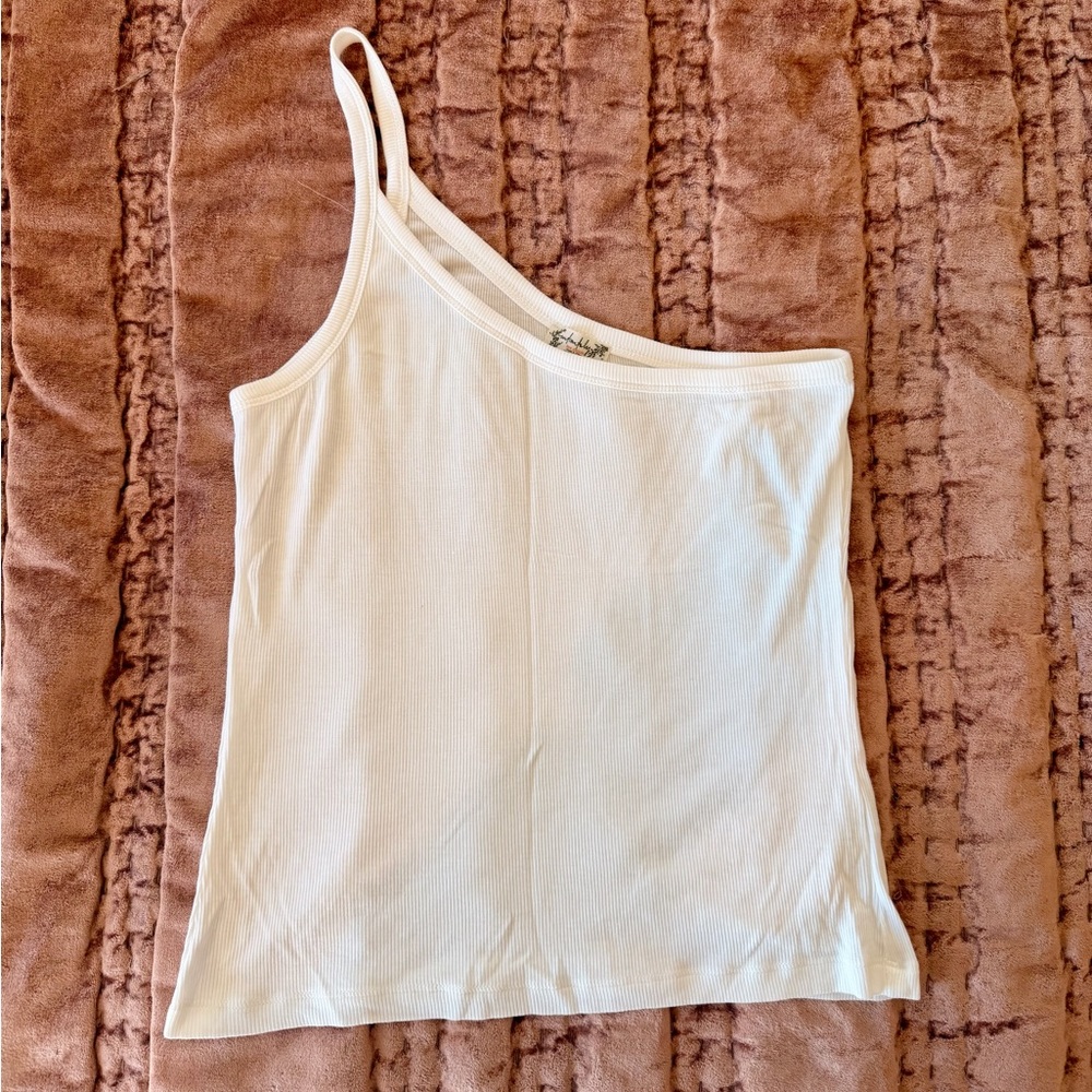Intimately Free People White One-Shoulder Ribbed Top
